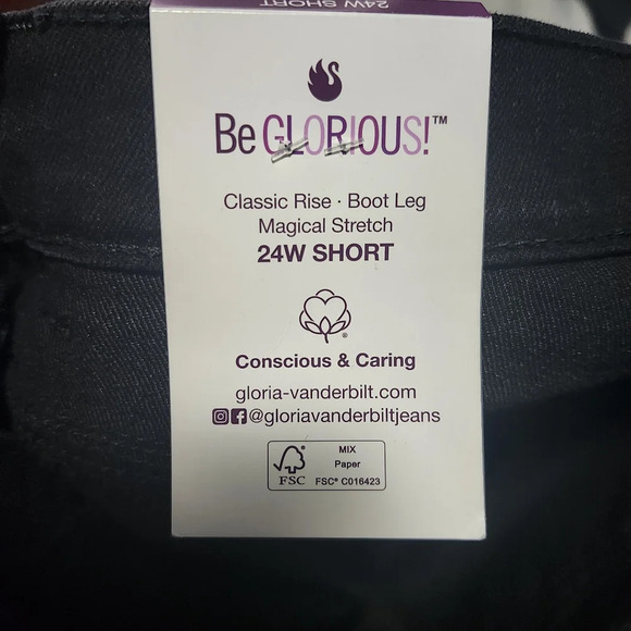 Gloria Vanderbilt women's Amanda boot cut jeans size 24WS short black new - Picture 7 of 10